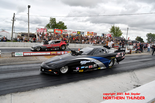 Kirk Williams - '200 Proof' 
(near lane) vs Levi Keenen - 'Illinois Thunder' (far lane)